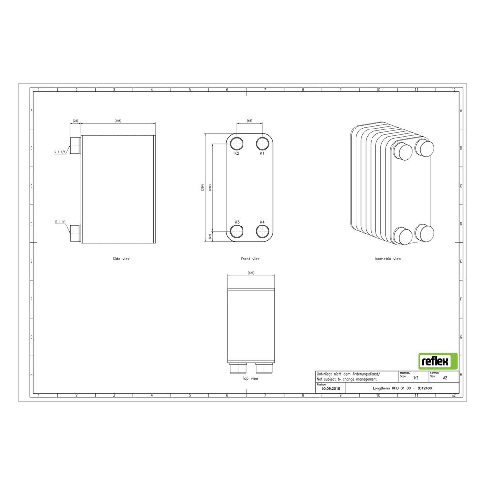 Reflex Longtherm Plattenwärmetauscher RHB-31-80, gelötet, 80 Platten, eingängig, G 1 1/... REFLEX-8012400 4036705178351 (Abb. 2)