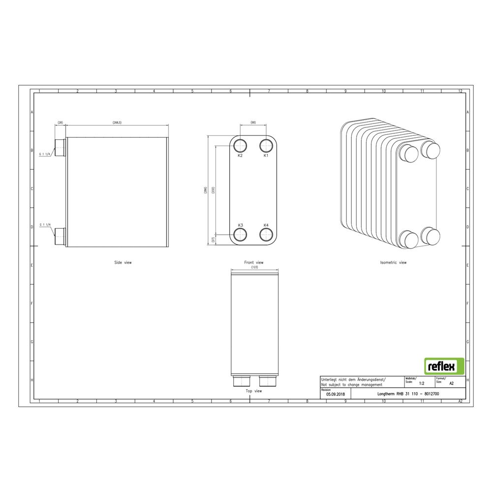 Reflex Longtherm Plattenwärmetauscher RHB-31-110, gelötet, 110 Platten, eingängig, G 1 ... REFLEX-8012700 4036705178382 (Abb. 2)