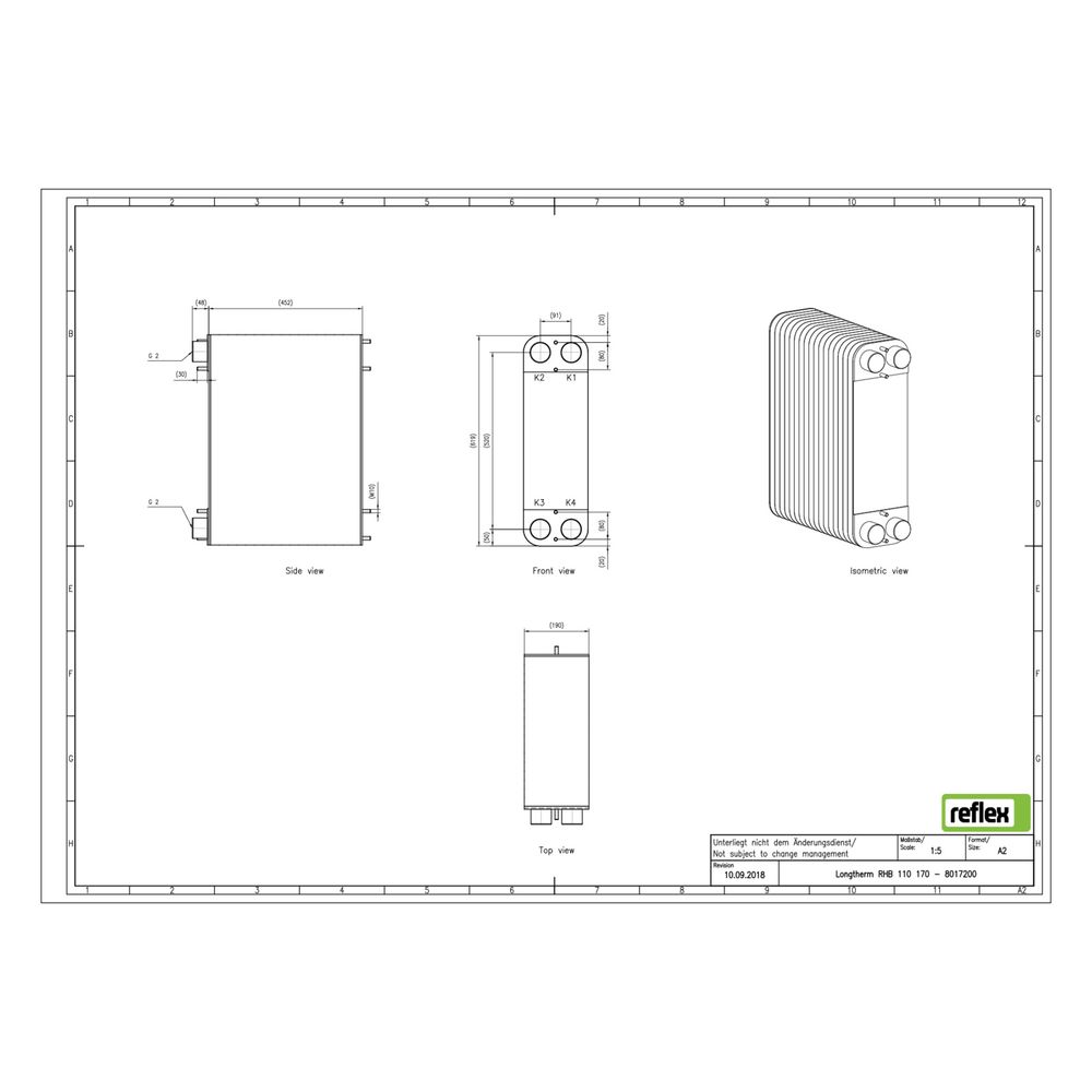 Reflex Longtherm Plattenwärmetauscher RHB-110-170, gelötet, 170 Platten, eingängig, G 2... REFLEX-8017200 4036705179013 (Abb. 2)