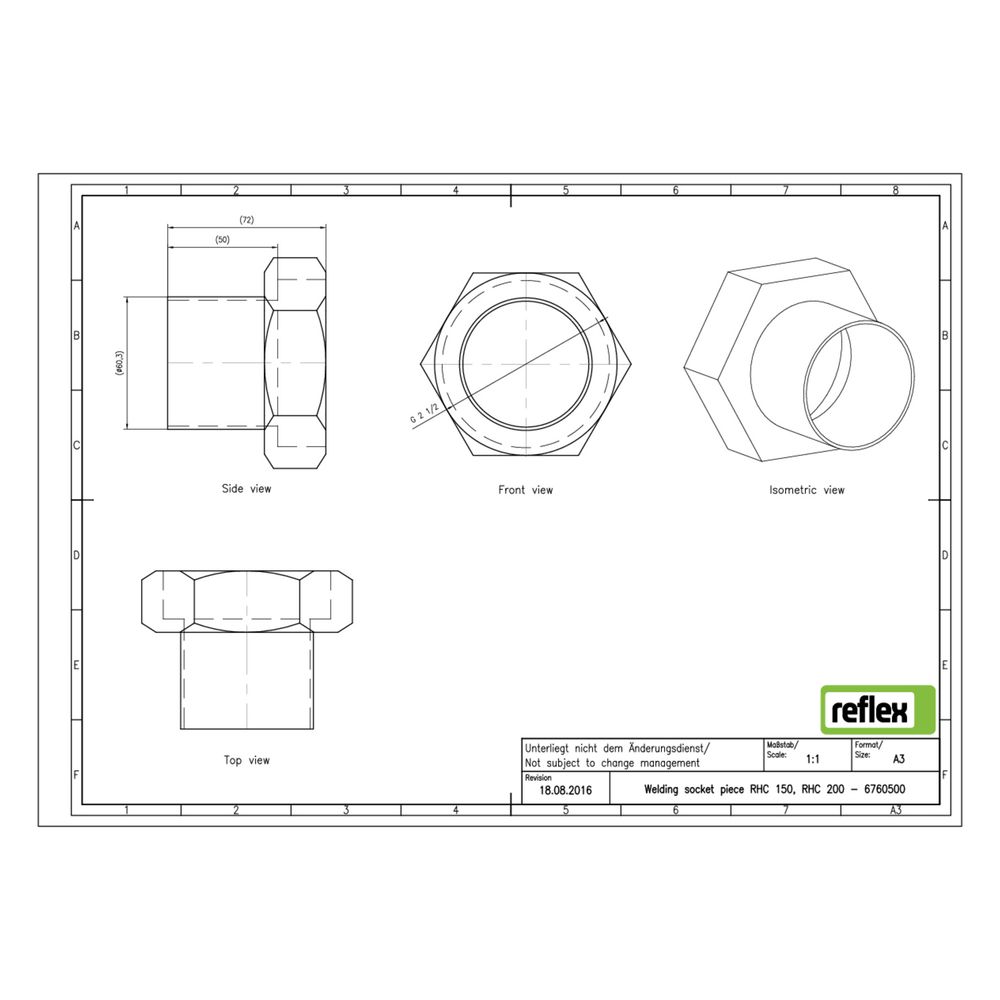 Reflex Longtherm Anschlussverschraubung G 2 1/2", mit Stahlanschweißende, 2 Stück... REFLEX-6760500 4036705058295 (Abb. 2)