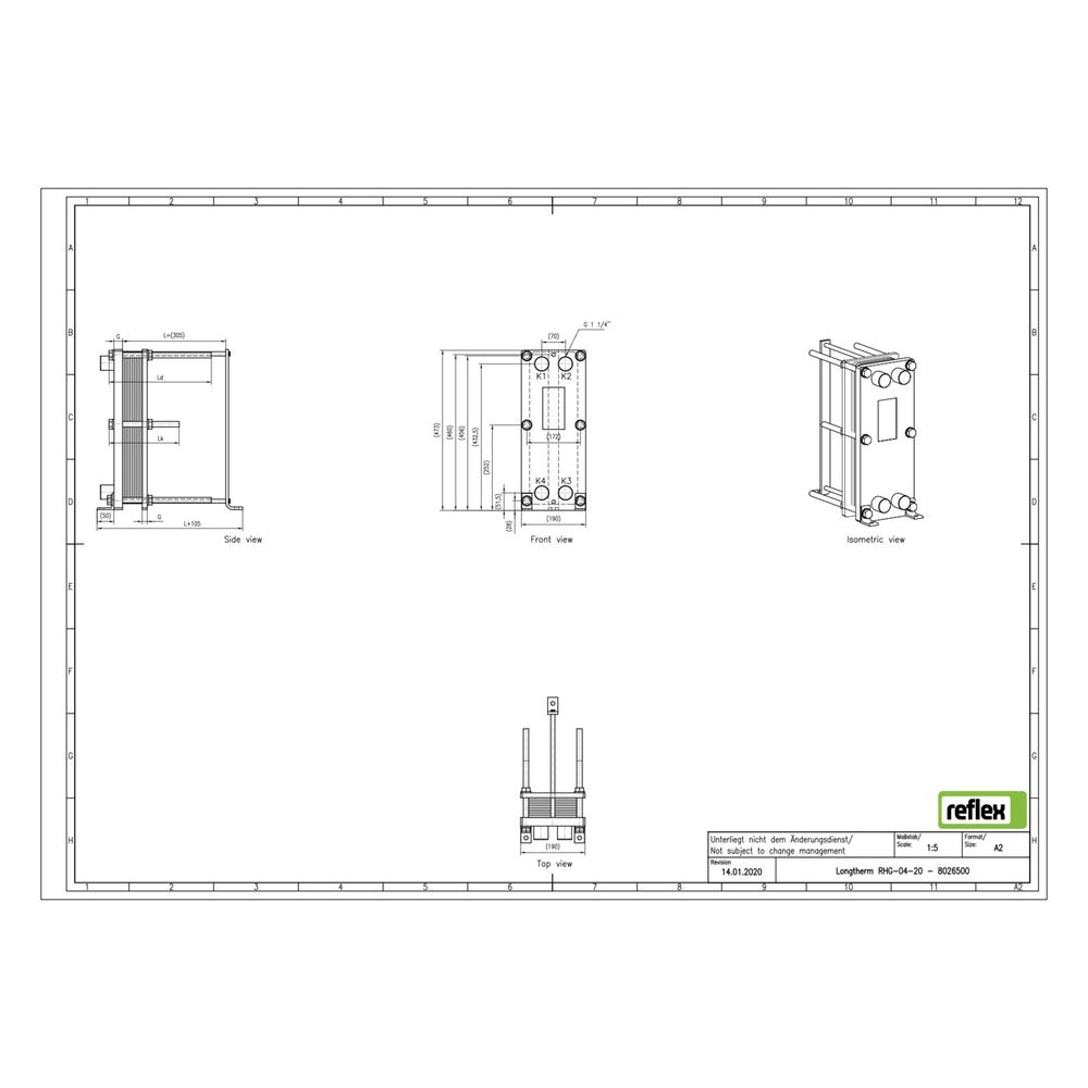 Reflex Longtherm Plattenwärmetauscher RHG-04-20, geschraubt, 20 Platten, NBR-Dichtungen... REFLEX-8026500 4036705207563 (Abb. 2)