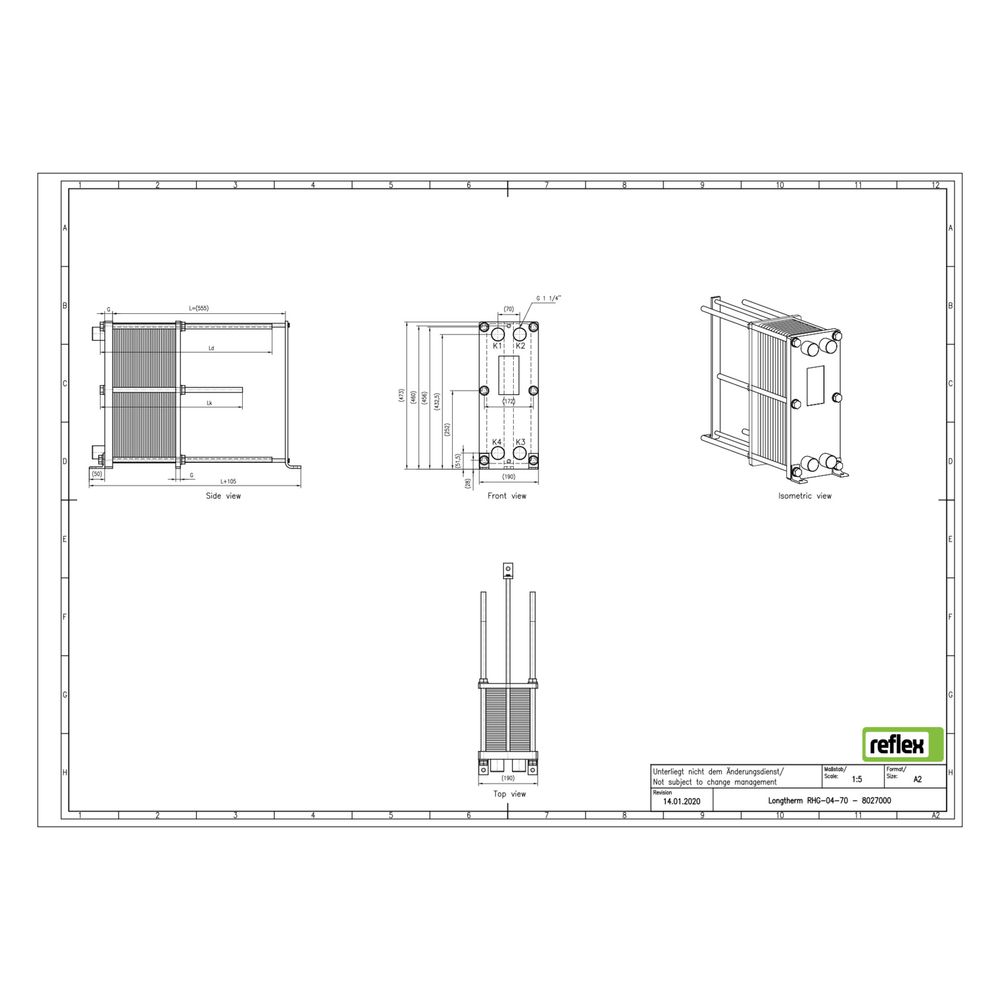 Reflex Longtherm Plattenwärmetauscher RHG-04-70, geschraubt, 70 Platten, NBR-Dichtungen... REFLEX-8027000 4036705207617 (Abb. 2)