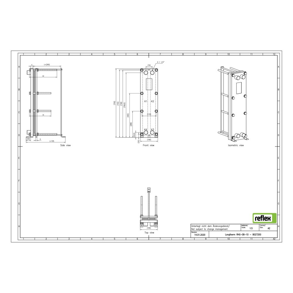 Reflex Longtherm Plattenwärmetauscher RHG-08-10, geschraubt, 10 Platten, NBR-Dichtungen... REFLEX-8027200 4036705207631 (Abb. 2)