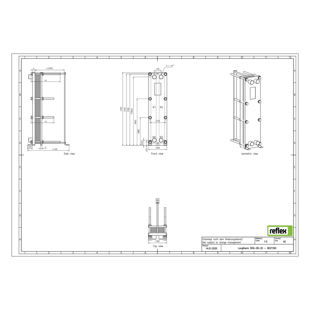Reflex Longtherm Plattenwärmetauscher RHG-08-20, geschraubt, 20 Platten, NBR-Dichtungen... REFLEX-8027300 4036705207648 (Abb. 2)