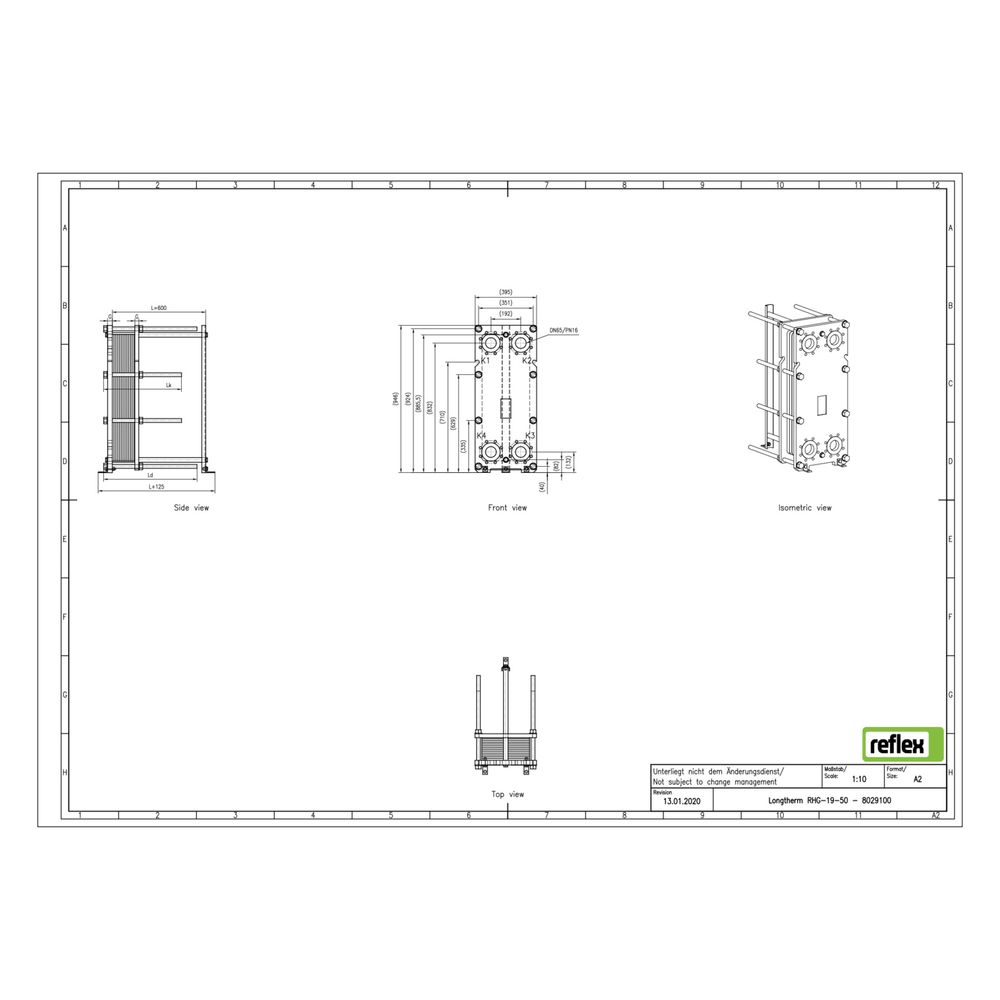 Reflex Longtherm Plattenwärmetauscher RHG-19-50, geschraubt, 50 Platten, NBR-Dichtungen... REFLEX-8029100 4036705206276 (Abb. 2)