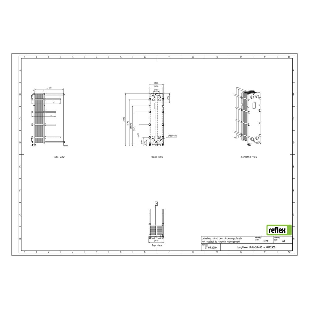 Reflex Longtherm Plattenwärmetauscher RHG-20-65, geschraubt, 65 Platten, NBR-Dichtungen... REFLEX-8112400 4036705179365 (Abb. 2)