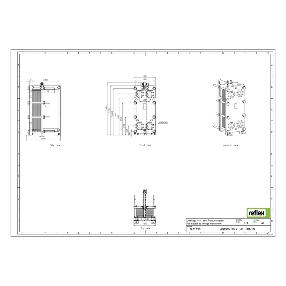 Reflex Longtherm Plattenwärmetauscher RHG-21-70, geschraubt, 70 Platten, NBR-Dichtungen... REFLEX-8117100 4036705193354 (Abb. 2)