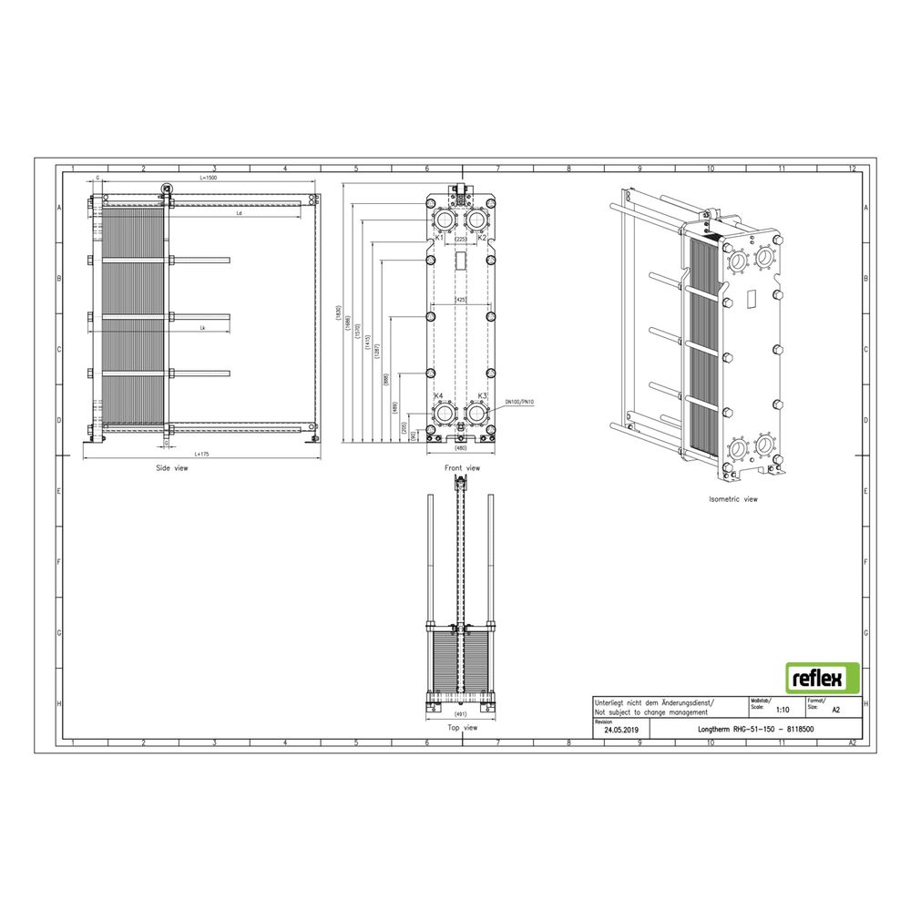 Reflex Longtherm Plattenwärmetauscher RHG-51-150, geschraubt, 150 Platten, NBR-Dichtung... REFLEX-8118500 4036705193507 (Abb. 2)