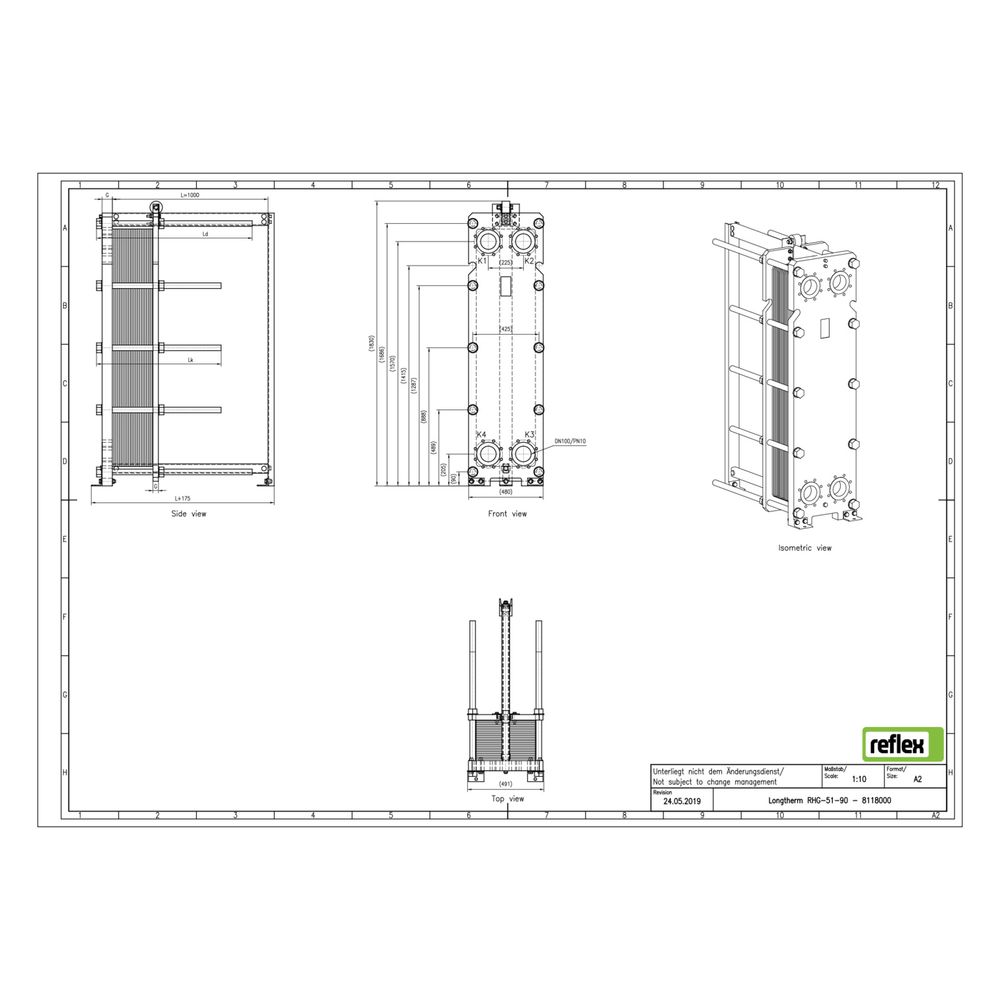 Reflex Longtherm Plattenwärmetauscher RHG-51-90, geschraubt, 90 Platten, NBR-Dichtungen... REFLEX-8118000 4036705193446 (Abb. 2)