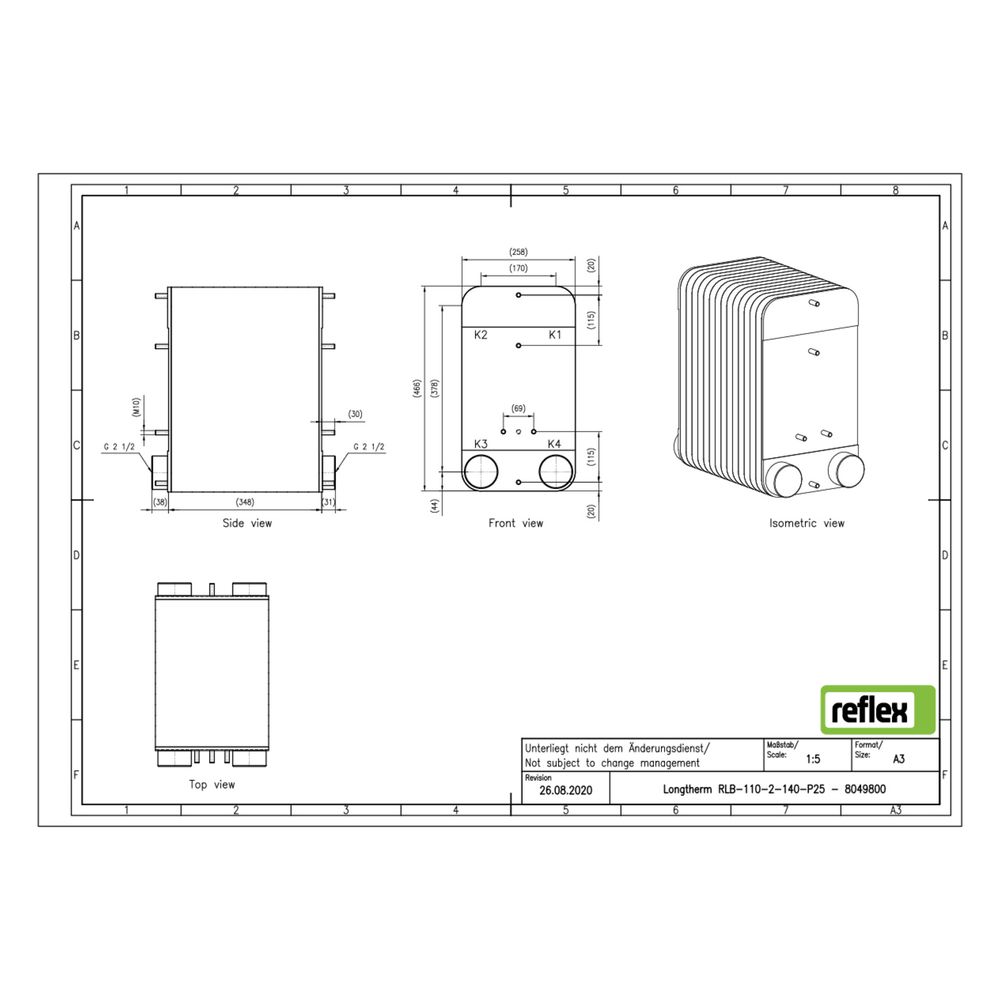 Reflex Longtherm Plattenwärmetauscher RLB-110-2-140, gelötet, 140 Platten, zweigängig, ... REFLEX-8049800 4036705219450 (Abb. 2)