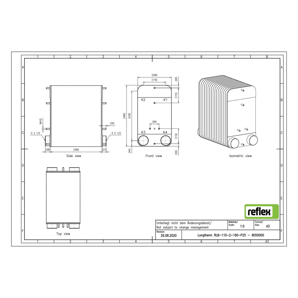 Reflex Longtherm Plattenwärmetauscher RLB-110-2-160, gelötet, 160 Platten, zweigängig, ... REFLEX-8050000 4036705219474 (Abb. 2)