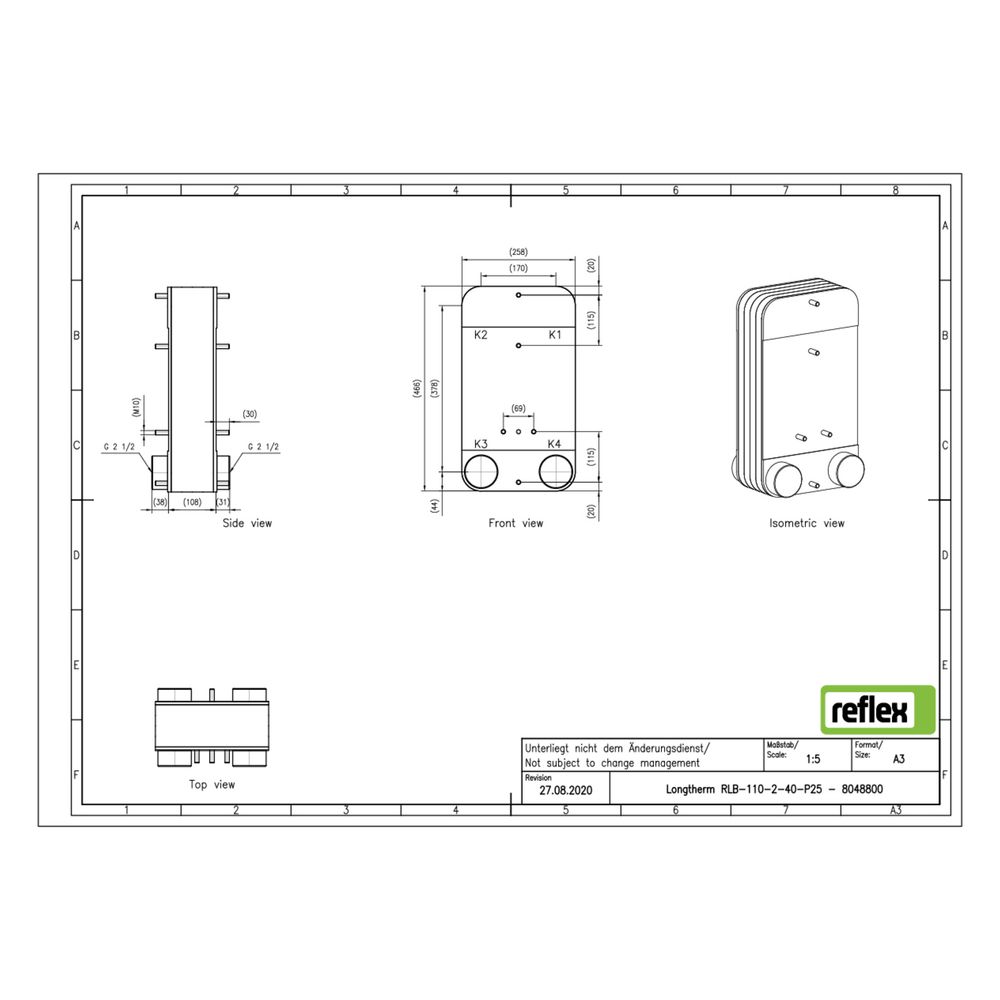 Reflex Longtherm Plattenwärmetauscher RLB-110-2-40, gelötet, 40 Platten, zweigängig, G ... REFLEX-8048800 4036705219351 (Abb. 2)