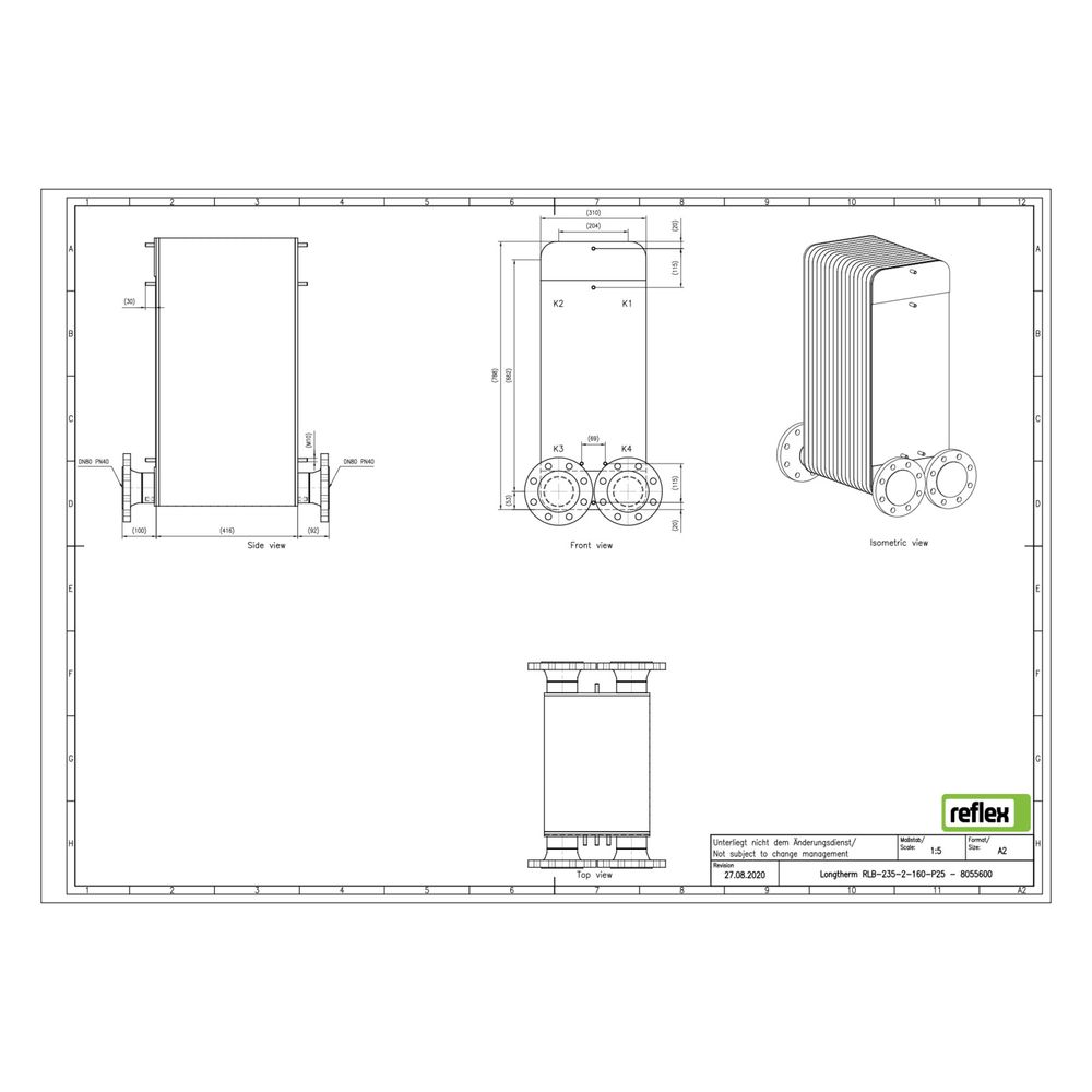 Reflex Longtherm Plattenwärmetauscher RLB-235-2-160, gelötet, 160 Platten, zweigängig, ... REFLEX-8055600 4036705220012 (Abb. 2)