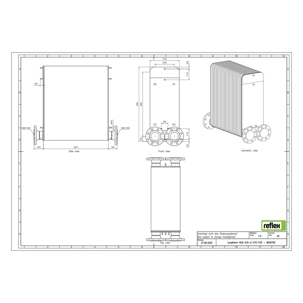 Reflex Longtherm Plattenwärmetauscher RLB-235-2-270, gelötet, 270 Platten, zweigängig, ... REFLEX-8056700 4036705220128 (Abb. 2)