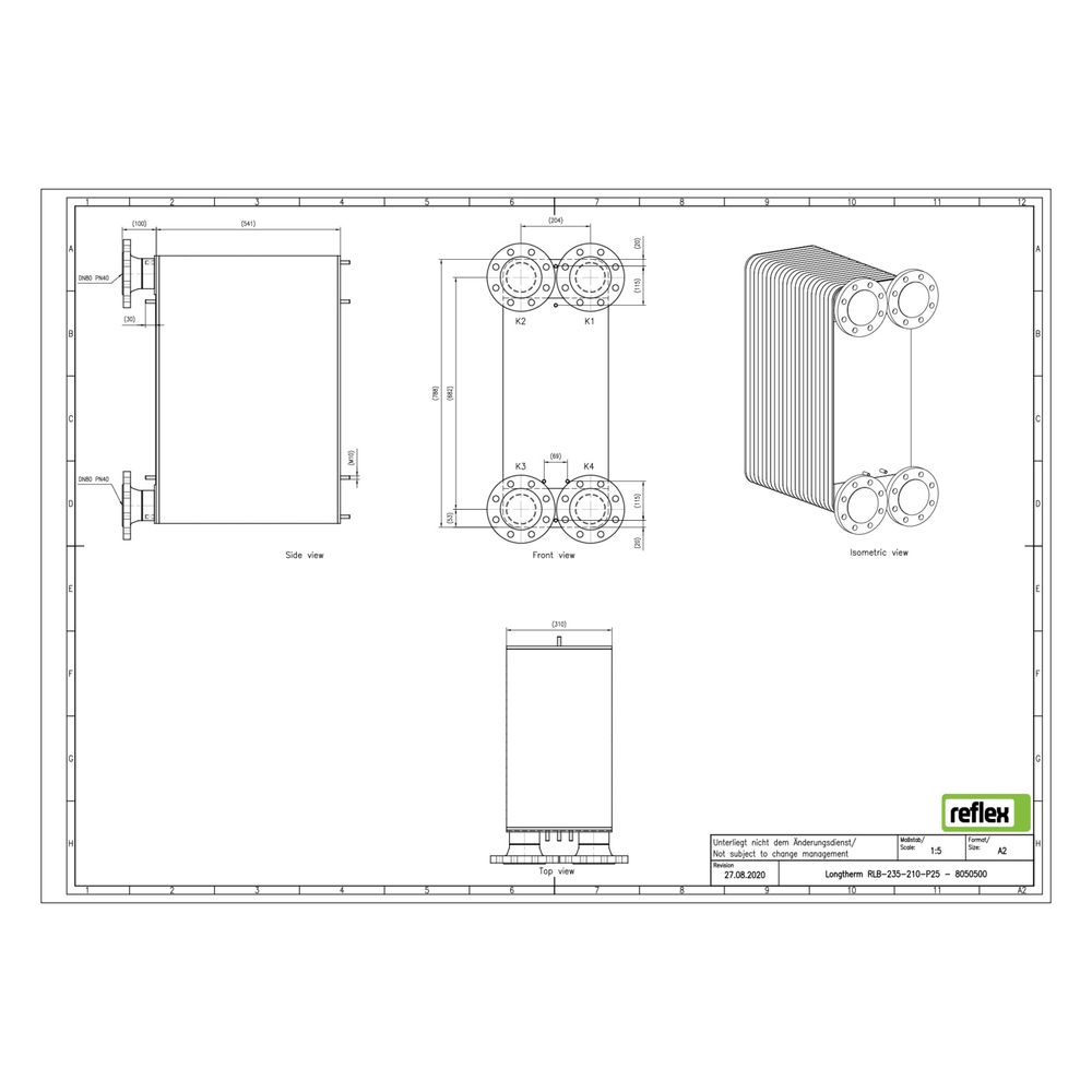 Reflex Longtherm Plattenwärmetauscher RLB-235-210, gelötet, 210 Platten, eingängig, DN ... REFLEX-8050500 4036705219528 (Abb. 2)