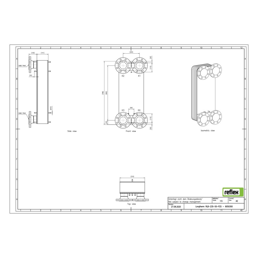 Reflex Longtherm Plattenwärmetauscher RLB-235-50, gelötet, 50 Platten, eingängig, DN 80... REFLEX-8050300 4036705219504 (Abb. 2)
