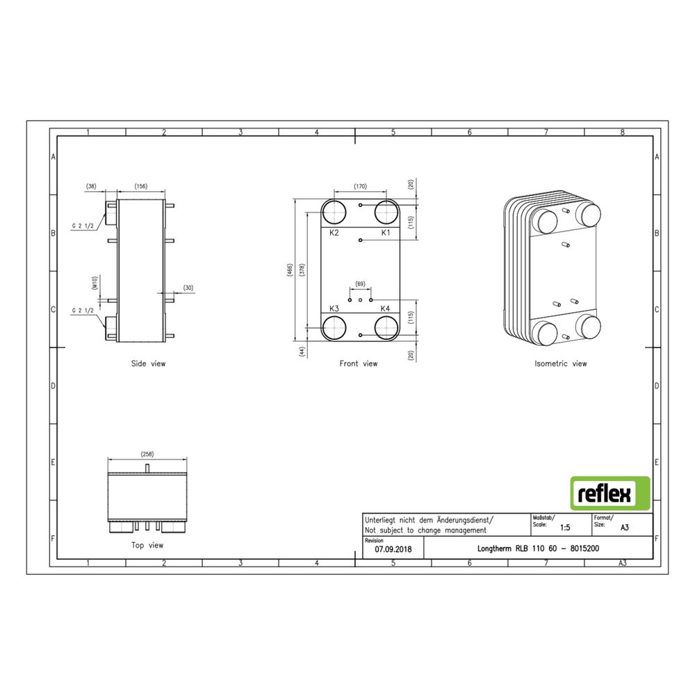 Reflex Longtherm Plattenwärmetauscher RLB-110-60, gelötet, 60 Platten, eingängig, G 2 1... REFLEX-8015200 4036705178689 (Abb. 2)