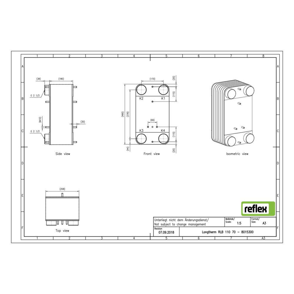 Reflex Longtherm Plattenwärmetauscher RLB-110-70, gelötet, 70 Platten, eingängig, G 2 1... REFLEX-8015300 4036705178696 (Abb. 2)