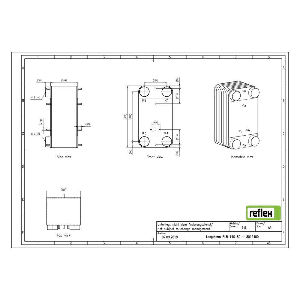 Reflex Longtherm Plattenwärmetauscher RLB-110-80, gelötet, 80 Platten, eingängig, G 2 1... REFLEX-8015400 4036705178702 (Abb. 2)
