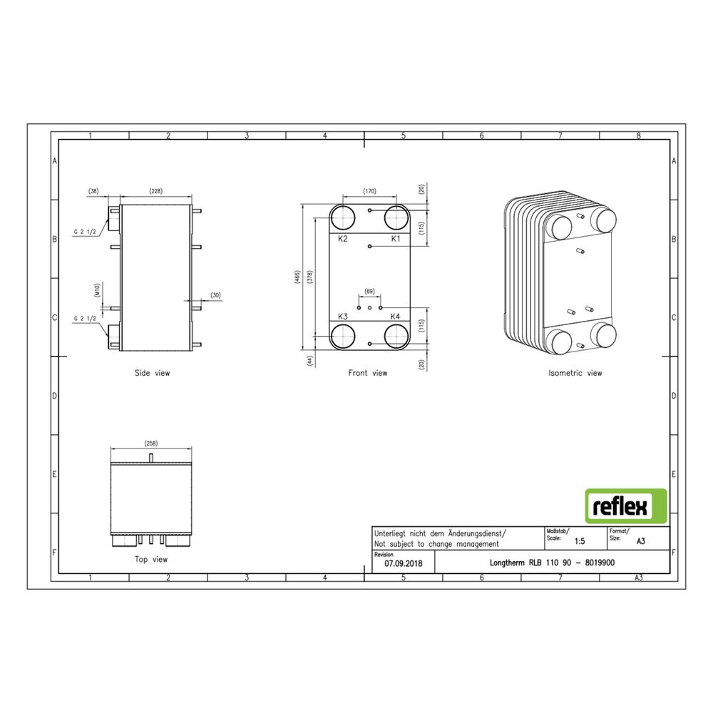 Reflex Longtherm Plattenwärmetauscher RLB-110-90, gelötet, 90 Platten, eingängig, G 2 1... REFLEX-8019900 4036705178719 (Abb. 2)