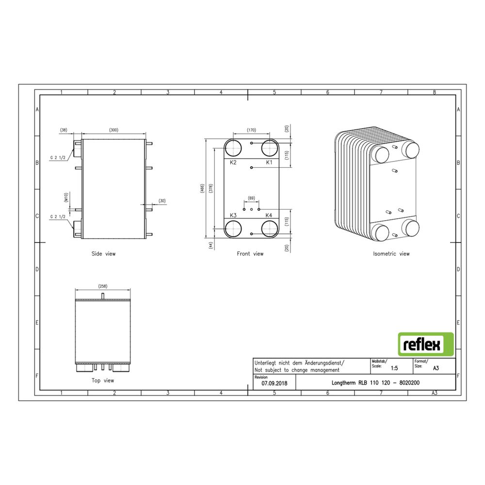 Reflex Longtherm Plattenwärmetauscher RLB-110-120, gelötet, 120 Platten, eingängig, G 2... REFLEX-8020200 4036705178740 (Abb. 2)