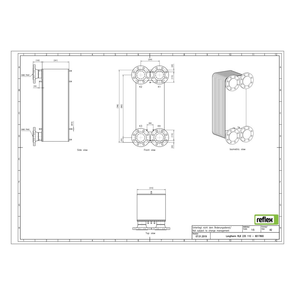 Reflex Longtherm Plattenwärmetauscher RLB-235-110, gelötet, 110 Platten, eingängig, DN ... REFLEX-8017800 4036705179082 (Abb. 2)