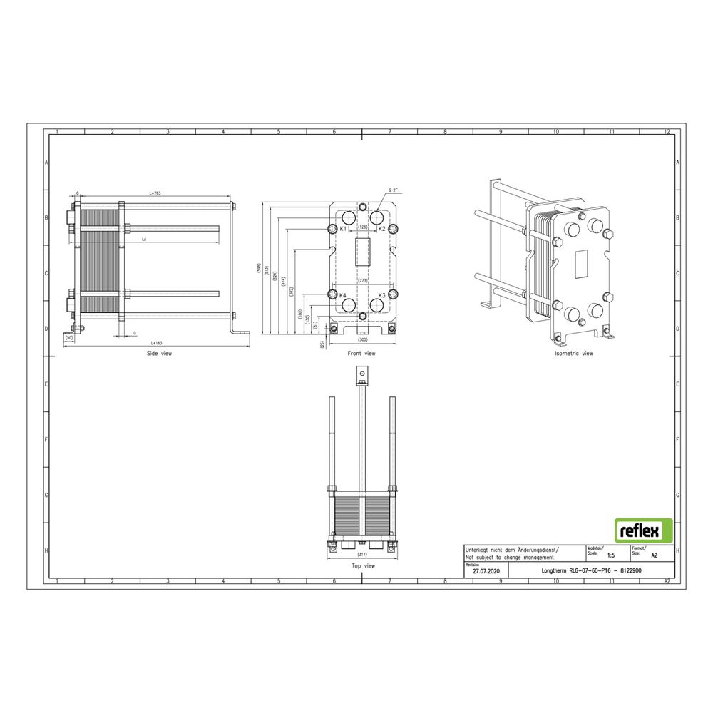 Reflex Longtherm Plattenwärmetauscher RLG-07-60, geschraubt, 60 Platten, NBR-Dichtungen... REFLEX-8122900 4036705220500 (Abb. 2)
