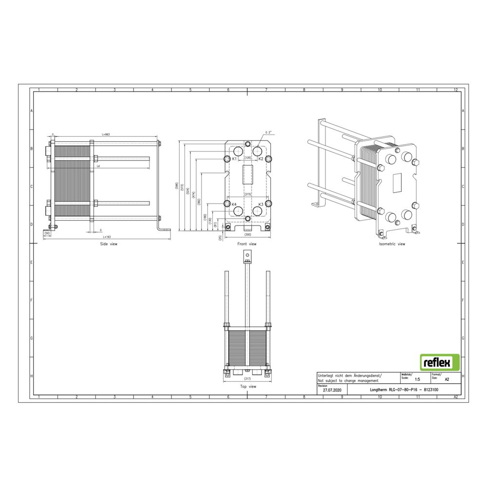 Reflex Longtherm Plattenwärmetauscher RLG-07-80, geschraubt, 80 Platten, NBR-Dichtungen... REFLEX-8123100 4036705220524 (Abb. 2)