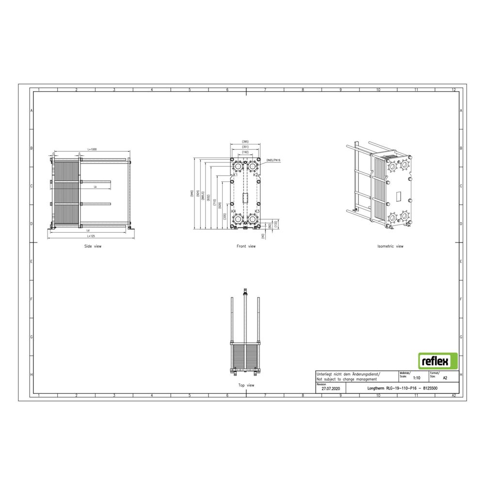 Reflex Longtherm Plattenwärmetauscher RLG-19-110, geschraubt, 110 Platten, NBR-Dichtung... REFLEX-8125500 4036705220760 (Abb. 2)