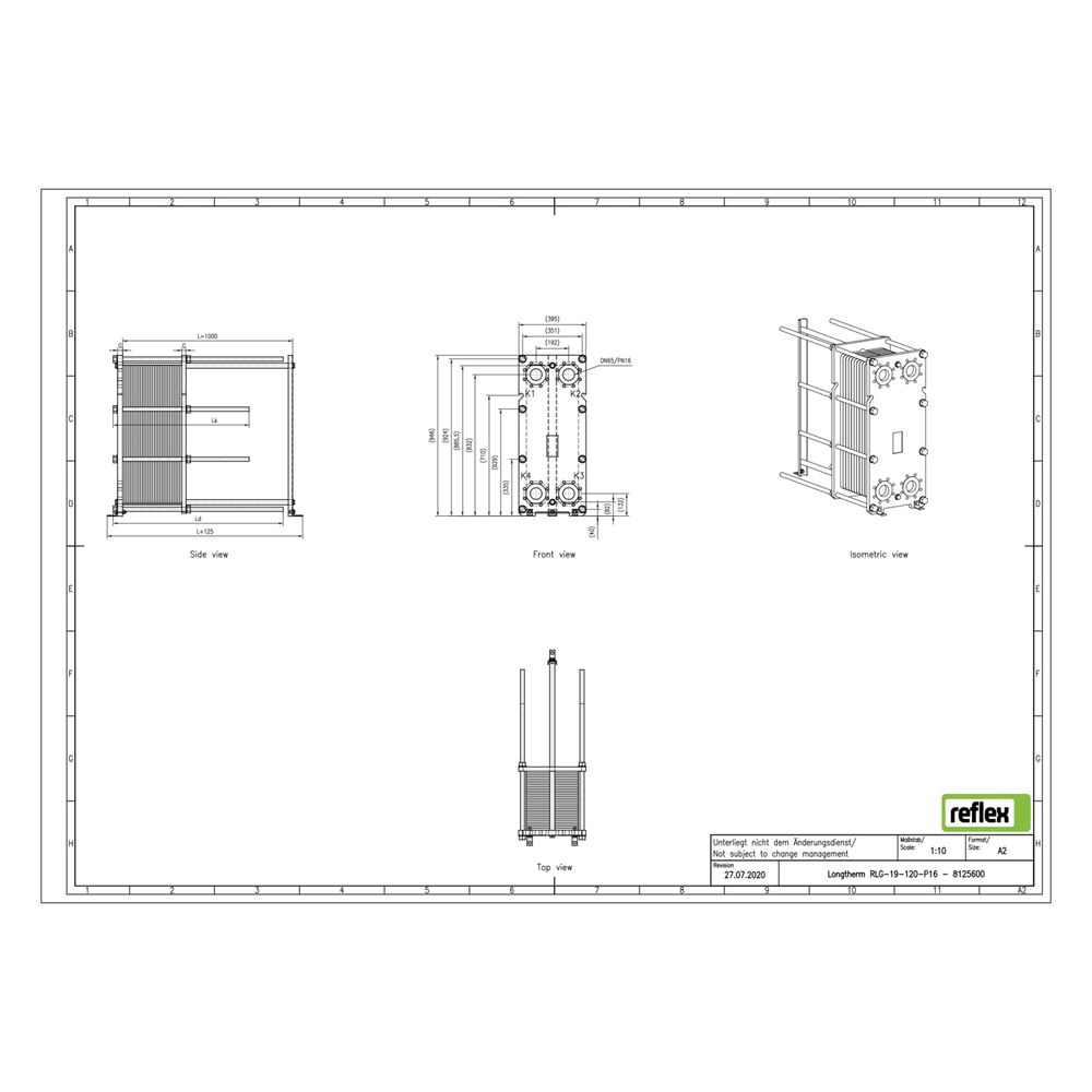 Reflex Longtherm Plattenwärmetauscher RLG-19-120, geschraubt, 120 Platten, NBR-Dichtung... REFLEX-8125600 4036705220777 (Abb. 2)