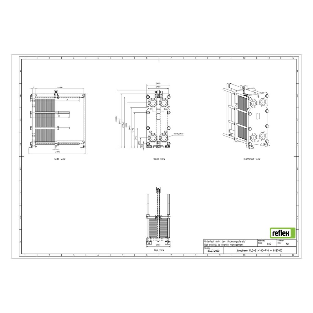 Reflex Longtherm Plattenwärmetauscher RLG-21-140, geschraubt, 140 Platten, NBR-Dichtung... REFLEX-8127400 4036705220951 (Abb. 2)