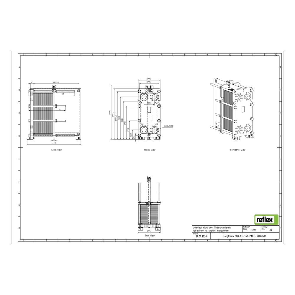 Reflex Longtherm Plattenwärmetauscher RLG-21-150, geschraubt, 150 Platten, NBR-Dichtung... REFLEX-8127500 4036705220968 (Abb. 2)