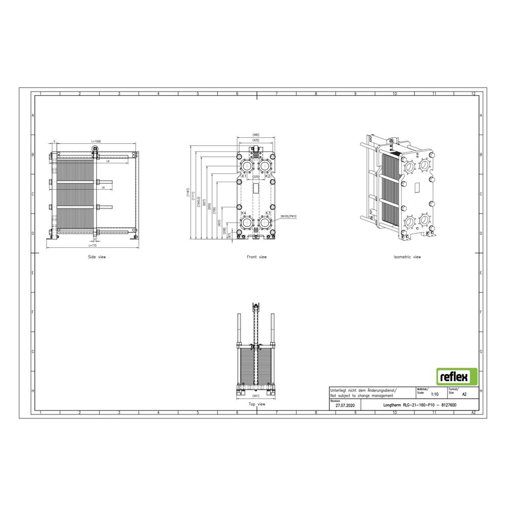 Reflex Longtherm Plattenwärmetauscher RLG-21-160, geschraubt, 160 Platten, NBR-Dichtung... REFLEX-8127600 4036705220975 (Abb. 2)