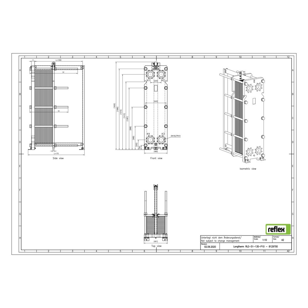 Reflex Longtherm Plattenwärmetauscher RLG-51-130, geschraubt, 130 Platten, NBR-Dichtung... REFLEX-8129700 4036705222597 (Abb. 2)