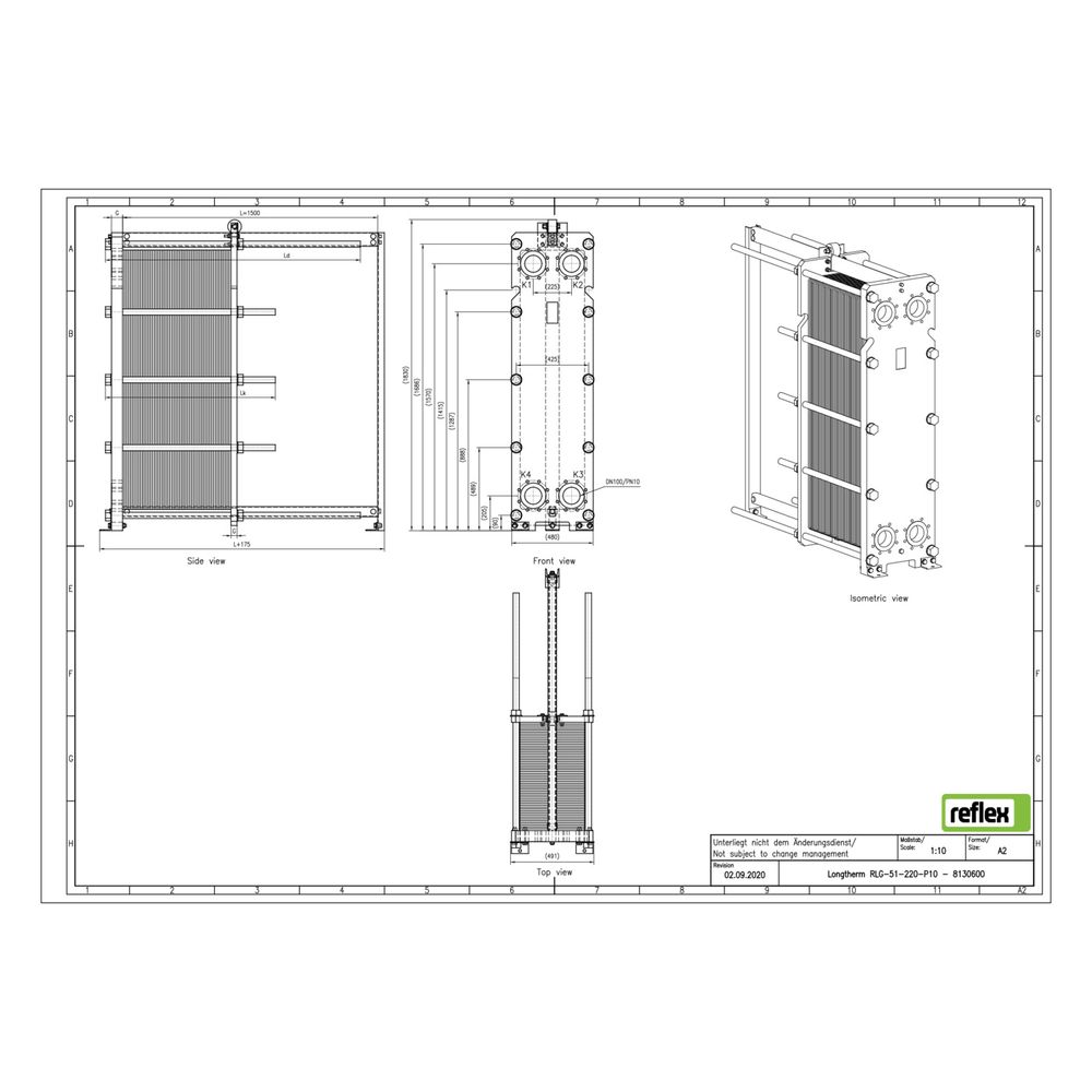 Reflex Longtherm Plattenwärmetauscher RLG-51-220, geschraubt, 220 Platten, NBR-Dichtung... REFLEX-8130600 4036705222689 (Abb. 2)