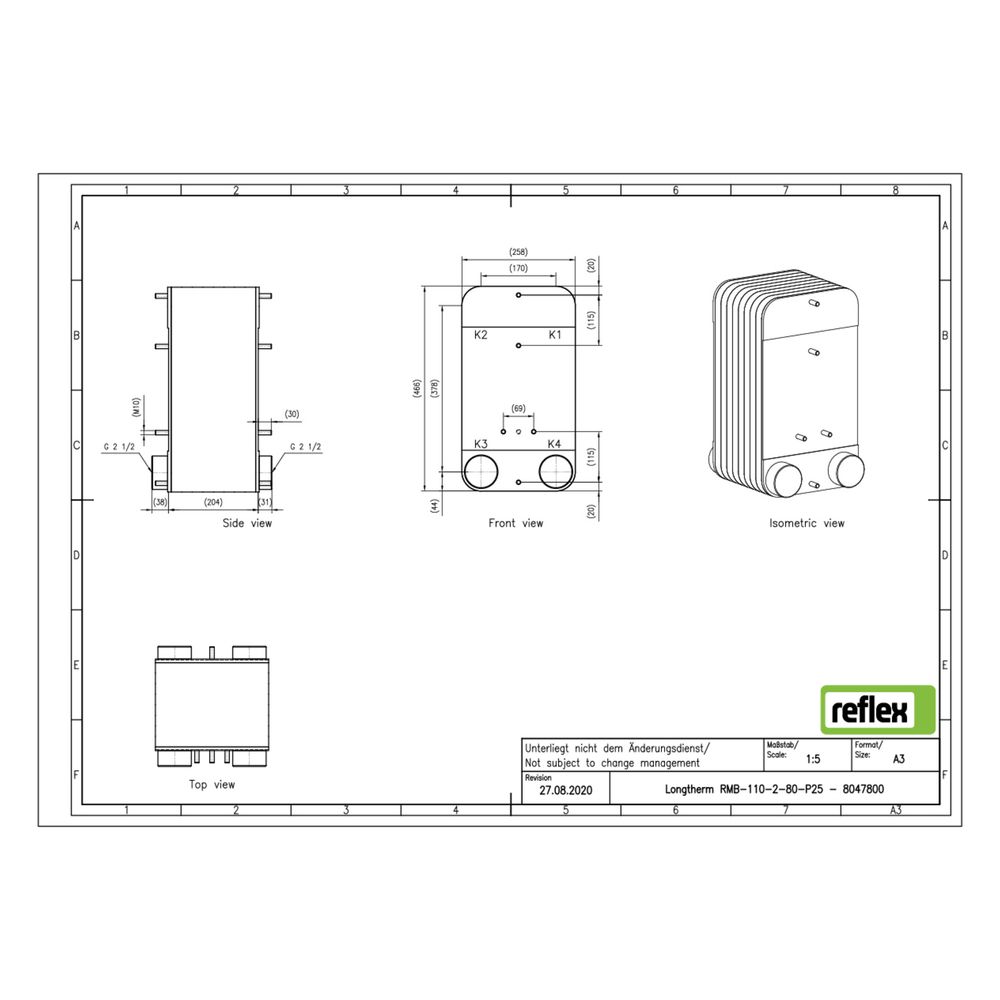 Reflex Longtherm Plattenwärmetauscher RMB-110-2-80, gelötet, 80 Platten, zweigängig, G ... REFLEX-8047800 4036705219252 (Abb. 2)