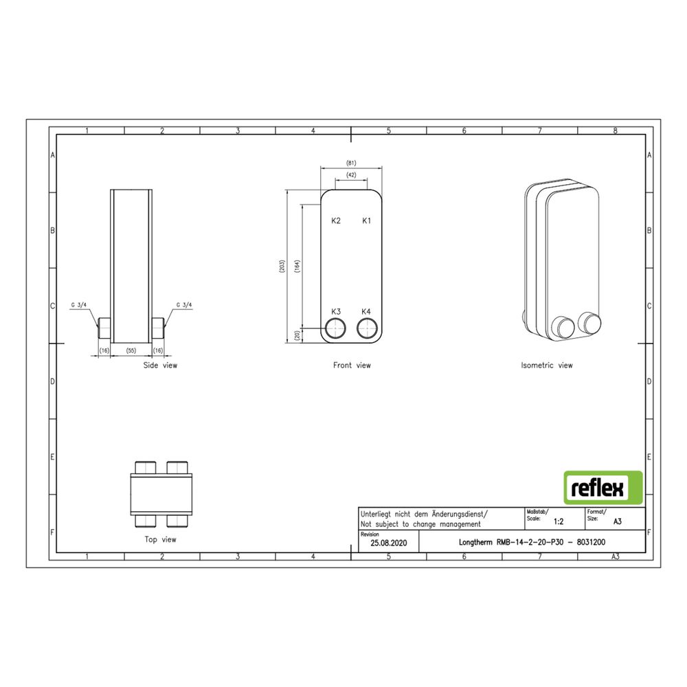 Reflex Longtherm Plattenwärmetauscher RMB-14-2-20, gelötet, 20 Platten, zweigängig, G 3... REFLEX-8031200 4036705217333 (Abb. 2)