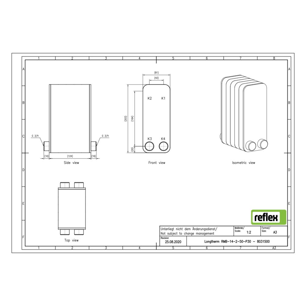 Reflex Longtherm Plattenwärmetauscher RMB-14-2-50, gelötet, 50 Platten, zweigängig, G 3... REFLEX-8031500 4036705217364 (Abb. 2)