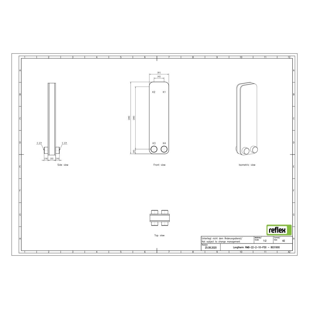 Reflex Longtherm Plattenwärmetauscher RMB-22-2-10, gelötet, 10 Platten, zweigängig, G 3... REFLEX-8031900 4036705217401 (Abb. 2)