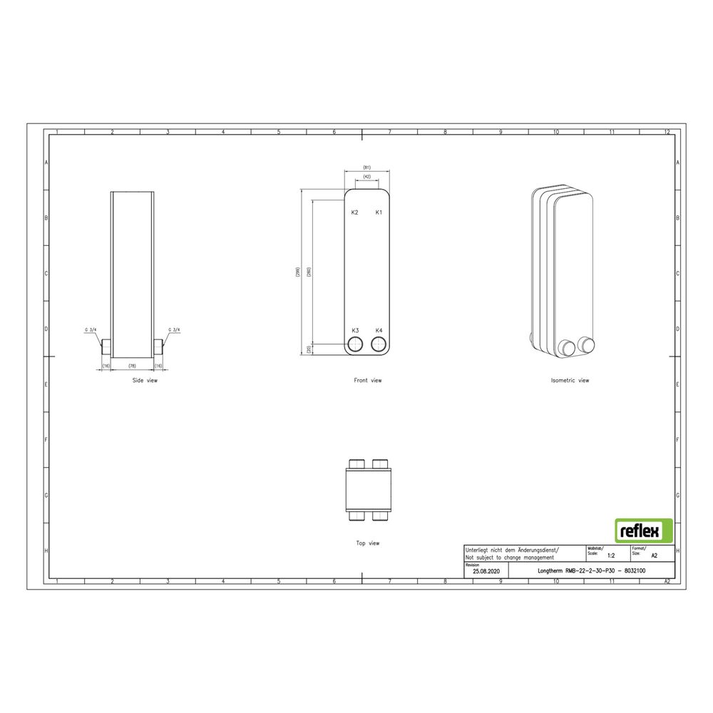 Reflex Longtherm Plattenwärmetauscher RMB-22-2-30, gelötet, 30 Platten, zweigängig, G 3... REFLEX-8032100 4036705217425 (Abb. 2)