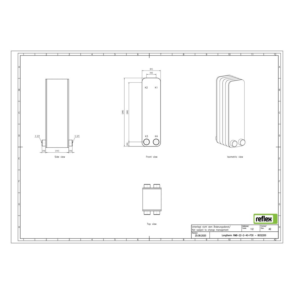 Reflex Longtherm Plattenwärmetauscher RMB-22-2-40, gelötet, 40 Platten, zweigängig, G 3... REFLEX-8032200 4036705217432 (Abb. 2)