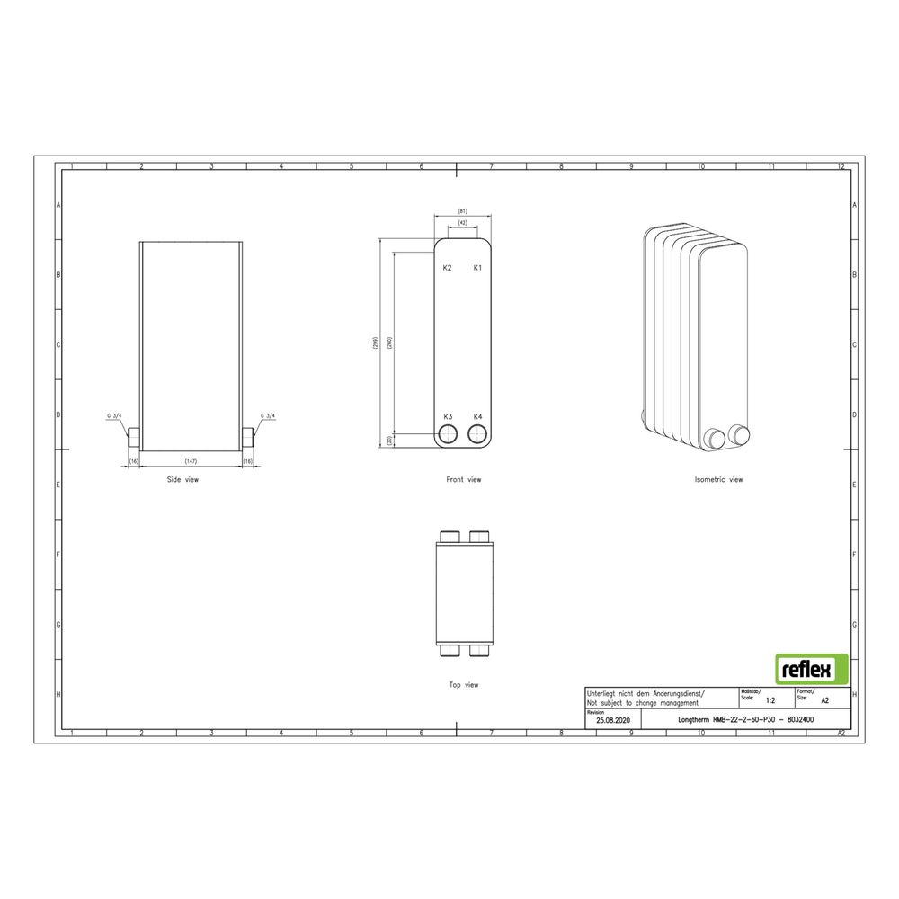 Reflex Longtherm Plattenwärmetauscher RMB-22-2-60, gelötet, 60 Platten, zweigängig, G 3... REFLEX-8032400 4036705217456 (Abb. 2)