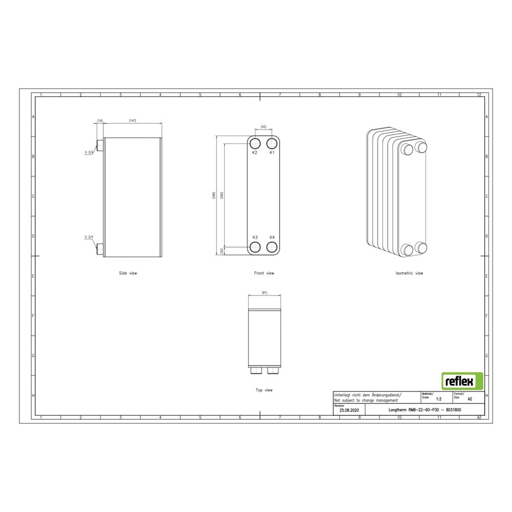 Reflex Longtherm Plattenwärmetauscher RMB-22-60, gelötet, 60 Platten, eingängig, G 3/4"... REFLEX-8031800 4036705217395 (Abb. 2)