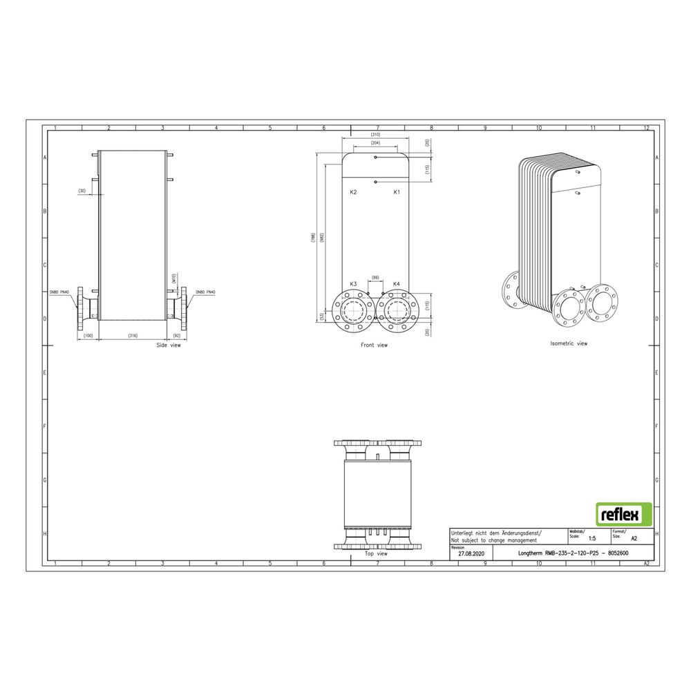 Reflex Longtherm Plattenwärmetauscher RMB-235-2-120, gelötet, 120 Platten, zweigängig, ... REFLEX-8052600 4036705219719 (Abb. 2)