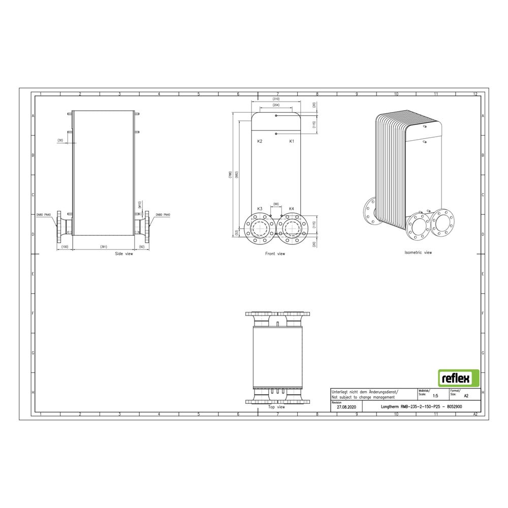 Reflex Longtherm Plattenwärmetauscher RMB-235-2-150, gelötet, 150 Platten, zweigängig, ... REFLEX-8052900 4036705219740 (Abb. 2)