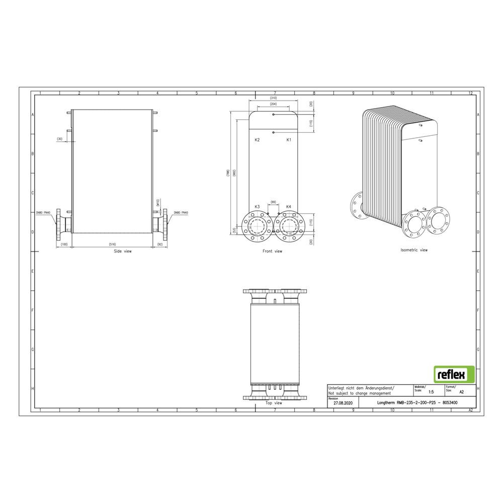 Reflex Longtherm Plattenwärmetauscher RMB-235-2-200, gelötet, 200 Platten, zweigängig, ... REFLEX-8053400 4036705219795 (Abb. 2)
