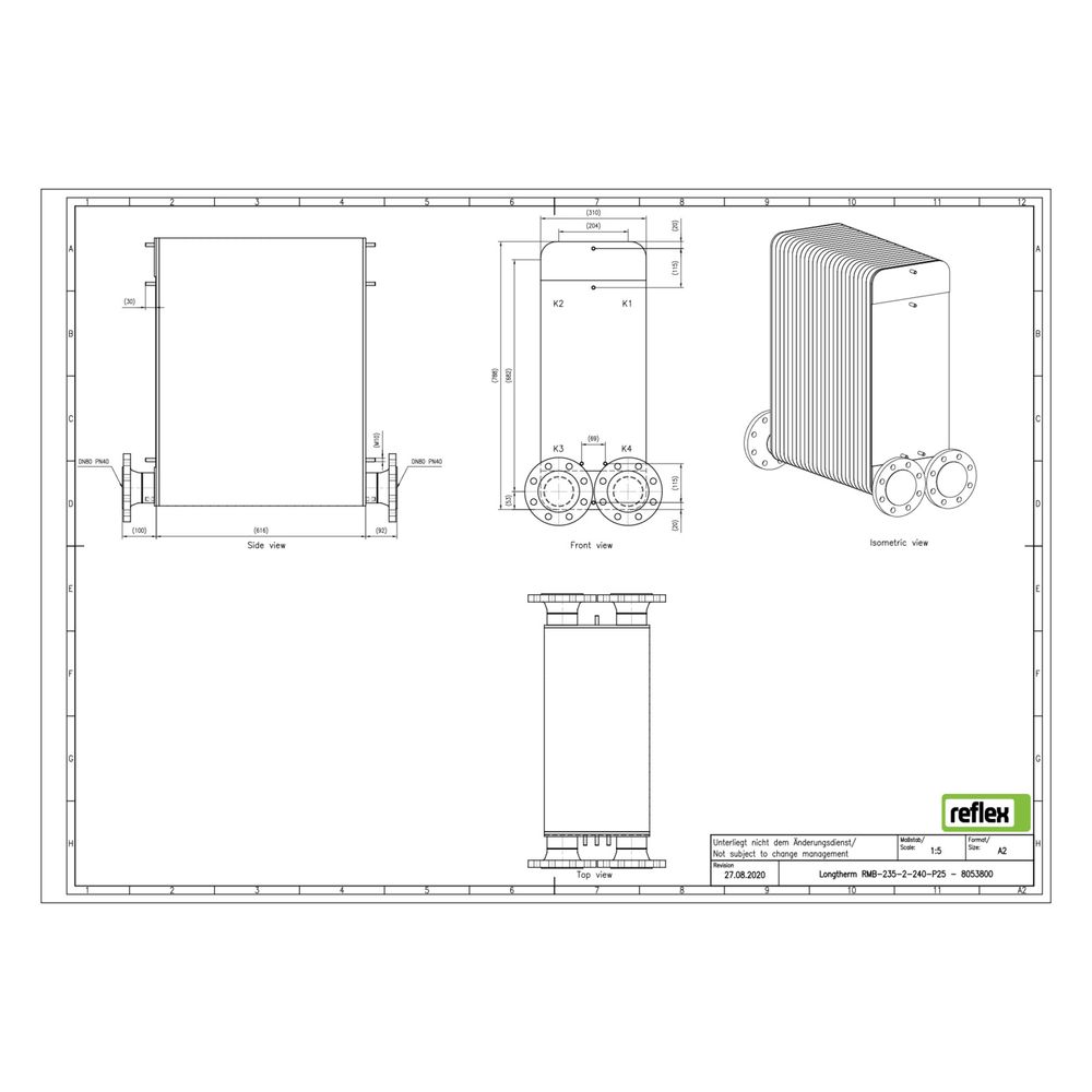 Reflex Longtherm Plattenwärmetauscher RMB-235-2-240, gelötet, 240 Platten, zweigängig, ... REFLEX-8053800 4036705219832 (Abb. 2)