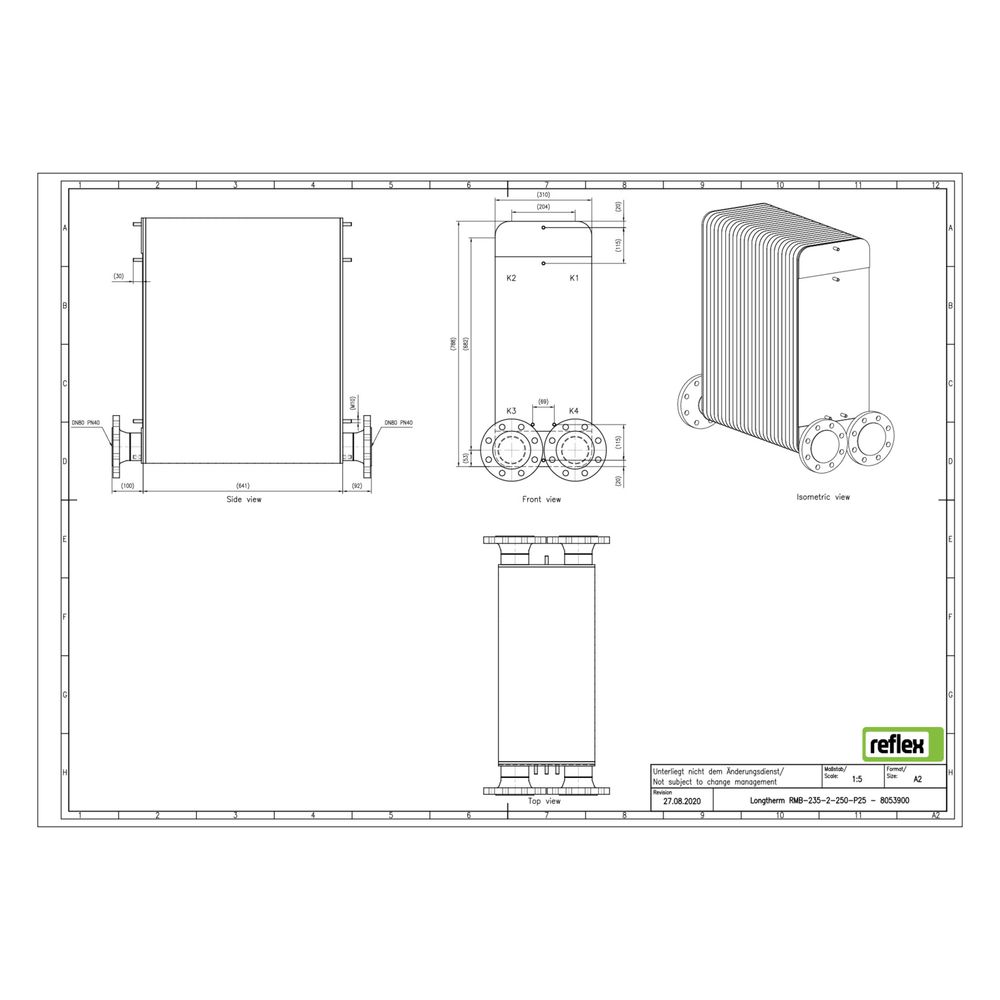 Reflex Longtherm Plattenwärmetauscher RMB-235-2-250, gelötet, 250 Platten, zweigängig, ... REFLEX-8053900 4036705219849 (Abb. 2)