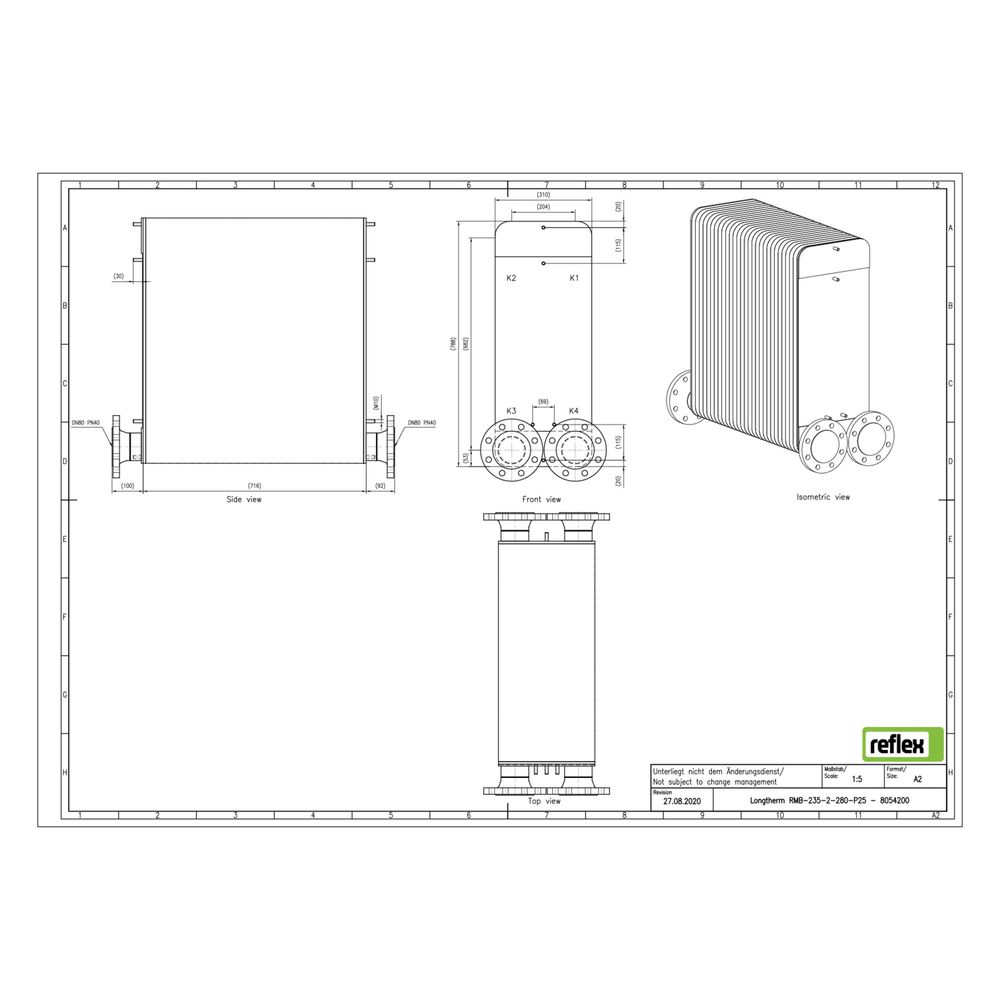 Reflex Longtherm Plattenwärmetauscher RMB-235-2-280, gelötet, 280 Platten, zweigängig, ... REFLEX-8054200 4036705219870 (Abb. 2)