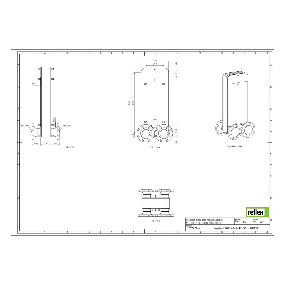 Reflex Longtherm Plattenwärmetauscher RMB-235-2-40, gelötet, 40 Platten, zweigängig, DN... REFLEX-8051800 4036705219634 (Abb. 2)
